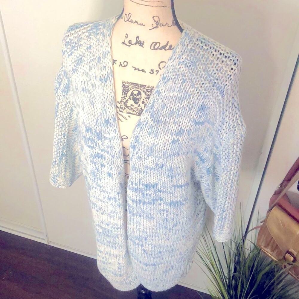 Gap Blue & White Oversized Knit Cardigan size Small - Picture 2 of 8